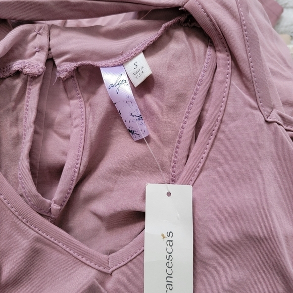 Francescas Alya Cold Shoulder Dusty Pink High Collar Cutout VNeck Dress NWT - Picture 6 of 11